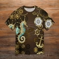 thumbnail image 6 of T Shirt For Men Golden Steampunk Wooden With Mechanical Seahorse Basic Summer Retro Tees Short Sleev, 6 of 7