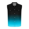 thumbnail image 4 of ZCFZJW Men's Sleeveless Tank Shirt Lightweight Tie Dye Gradient Color Printed Summer Quick Dry Button Down Stretch Shirt for Hiking Travel with Double Chest Pockets Sky Blue XXXL, 4 of 5