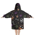 thumbnail image 2 of Halloween Colorful Spooky Elements Blanket Hoodies for Kids 6-13YR Oversize Wearable Blanket Hoodies for Boys Girls Teens, 2 of 7
