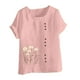 thumbnail image 4 of Camisetas de Manga Corta para las Mujeres Impreso Botón de Manga Corta Camiseta Blusa Poliéster, Ropa Casual Mirar Superior para las Mujeres, 4 of 8