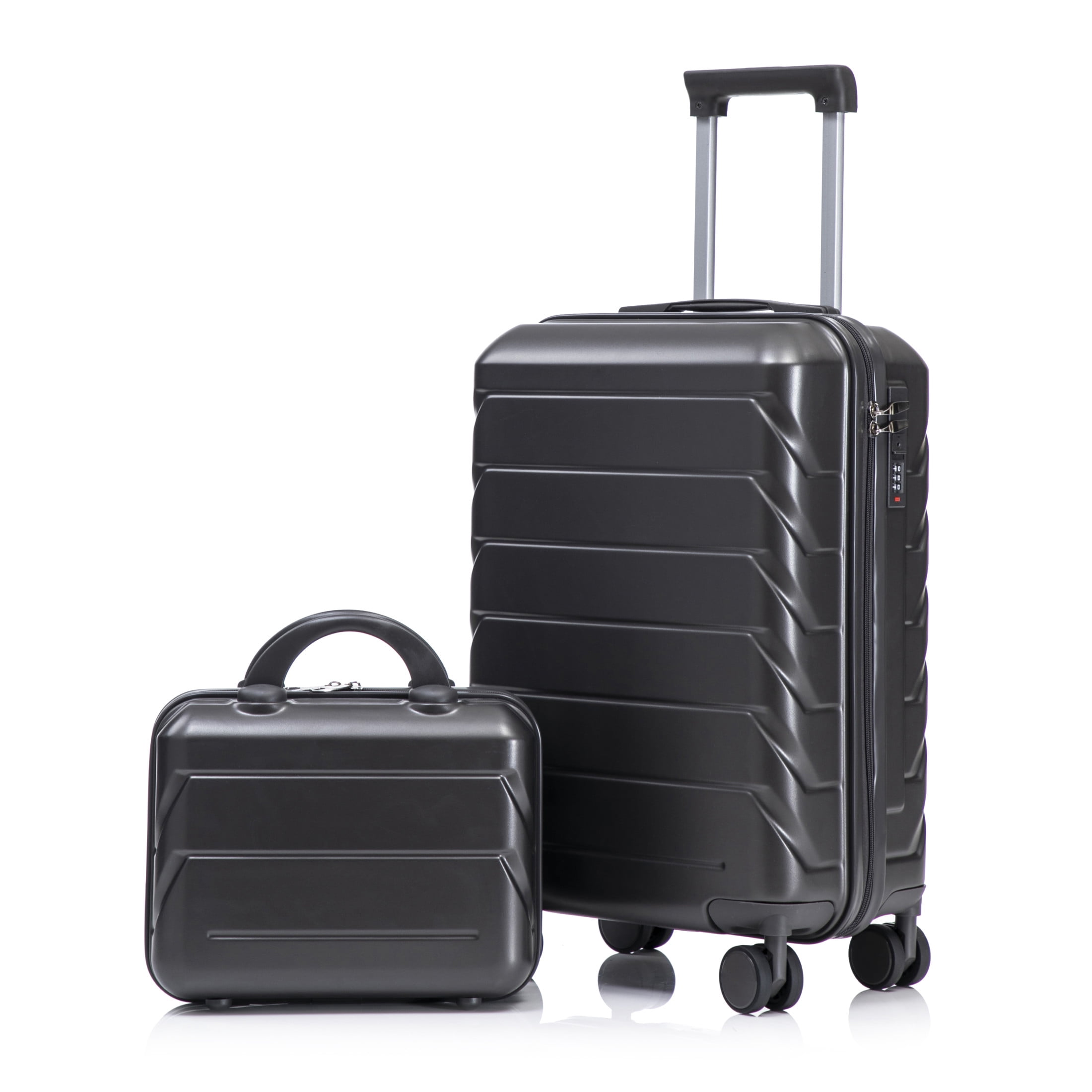 Noble House Lorven 2-Piece ABS Spinner Luggage Set, 20" Carry-On Suitcase and Cosmetic Case, Combination Lock, Dark Gray