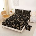thumbnail image 2 of Erosebridal Black Brown Full Size Sheets, Hippie Aztec Moon Stars Bed Sheets, 4pcs 1 Flat Sheet, 1 Fitted Sheet and 2 Pillowcases, 2 of 5