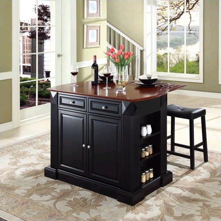 Crosley Furniture Drop Leaf Breakfast Bar Top Kitchen Island With