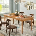 thumbnail image 4 of Tribesigns 63-inch Farmhouse Dining Table for 4-6 People, Kitchen Table with Solid Wood Turned Legs, Oak, 4 of 7