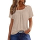 thumbnail image 1 of Tops de verano para mujer SCZ color beige cuello redondo manga corta talla 2XL, 1 of 8