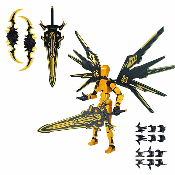 Titan 13 (T13) Articulated Figure - 3D Printed Poseable Model, Premium Holiday Gift Idea（Gold）