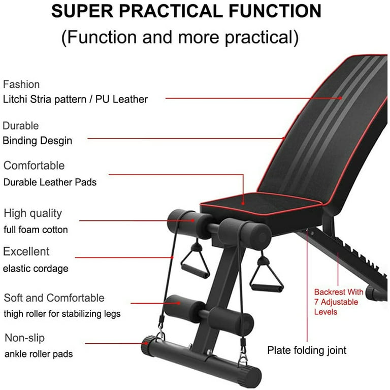 Adjustable Weight Bench Foldable Sit Up Bench Portable Multifunctional For Home Gym