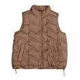thumbnail image 6 of Women's Sleeveless Vest Jacket, Solid Color Cotton Zip Front Top, Casual Short Length Tank Style Outerwear, Lightweight Layering Piece, Comfortable Vest with Pocket Coffee XL, 6 of 6