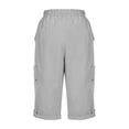 thumbnail image 7 of Capri Pants for Women Spring Summer Elastic High Waist Row Up Hem Cropped Hiking Pants with Pockets Womens Capris, 7 of 7