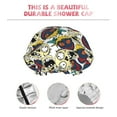 thumbnail image 5 of Kdxio Happy Skeleton Print Shower Cap for Women,Elastic and Reusable,Double Waterproof Layers Bathing Hat, 5 of 9