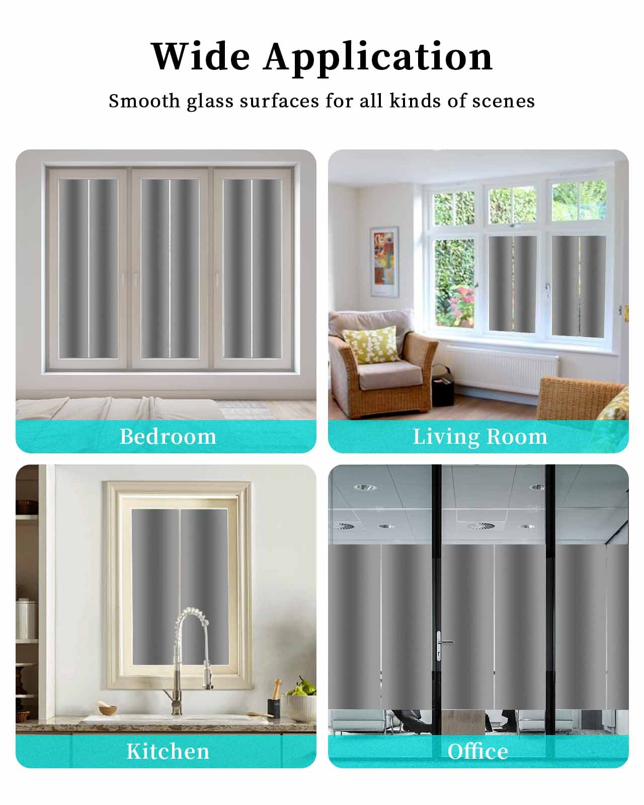 Window Privacy Film Black Ombre Stained Glass Window Film Decorative Sun Block Window Cover Grey Modern Art Farmhouse Window Clings Static Adhesive Sticker for Bathroom 29.5"x78.7"