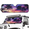 thumbnail image 2 of XYZCANDO Palm Trees Windshield Sun Shade Suitable for Wrangler, Compass, Gladiator & Renegade Foldable Windshield Sunshade Sun Visor Blocks UV Rays Keep Your Vehicle Cool, 2 of 7