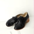 thumbnail image 2 of SACFOF Women's Lace Up Pump Oxfords Brogues Wingtip Round Toe Chunky Platform Block Heel Vintage Dress Shoes, 2 of 6