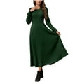 thumbnail image 5 of ZQUUVOU Women's Ribbed Sweater Dress Long Sleeve Round Neck Comfortable Maxi Tunic Business Casual Formal Outfits Green, 5 of 8