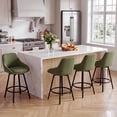 thumbnail image 6 of Zesthouse 25.6" Swivel Counter Height Bar Stools Set of 2, Modern Counter Height Chairs with Backs and Metal Legs, Upholstered Linen Barstools for Kitchen Island, Green, 6 of 11