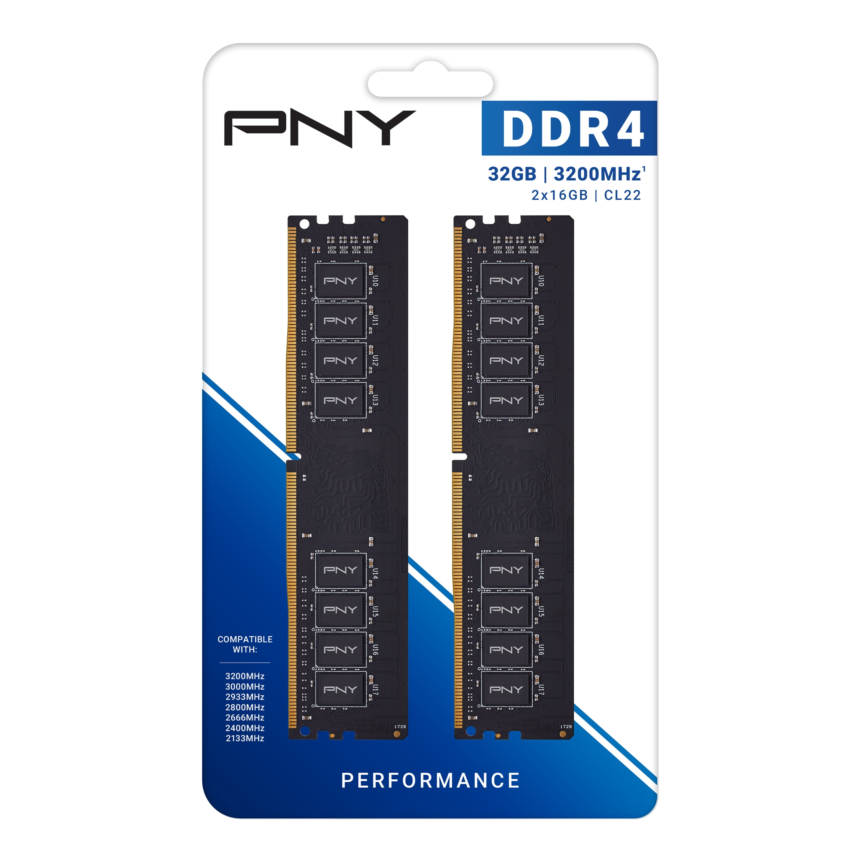 PNY Performance 32GB (2x16GB) DDR4 3200MHz (PC4-25600) CL22 1.2V Desktop Memory Kit