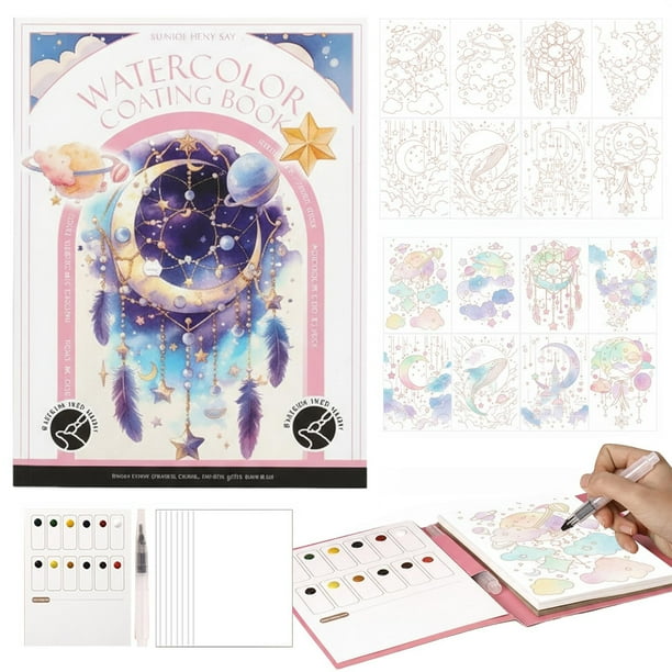 Kit de pintura de acuarela Breathly 2026 para aliviar el estrés, libro de acuarela para adultos, manualidades, libro de pintura plegable para aliviar el estrés, kit de arte de 5 ml