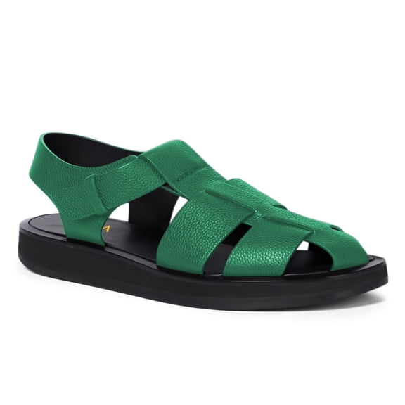 YDN Women Closed Square Toe Fisherman Sandals Platform Adjustable Strap Flats Summer Outdoor Dressy Shoes Size 7 Green