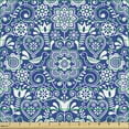 thumbnail image 2 of Ambesonne Navy Blue Fabric by the Yard Upholstery, Folkloric Ethnic Motifs, 1 Yard, White and Lavender Blue, 2 of 5