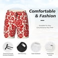 thumbnail image 3 of Haiem Flowers Red Beige Mens Swim Trunks with Compression Liner 2 in 1 Swimming Shorts Stretch Swimwear Quick Dry,Board Shorts-Medium, 3 of 9