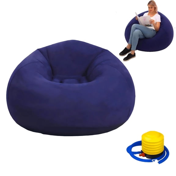 Beanless Bag Inflatable Chair, Air Sofa Outdoor Inflatable Lazy Sofa Chair No Filler,Washable Couch Bean Bag Chair Folding,for Organizing Plush Toys Or Memory Foam (Blue)
