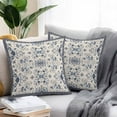 thumbnail image 2 of Waterproof Throw Pillow Covers Set of 2, 18x18 Inch Boho Ethnic Decorative Pillowcases Outdoor Pillow Slip Cushion Covers Set for Couch Tent Vintage Shabby Southwest Floral Motifs, 2 of 7