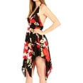 thumbnail image 4 of Sakkas Svana Women's V-neck Spaghetti Strap Floral Print Summer Casual Short Dress - B-Red - One Size, 4 of 5