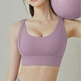 thumbnail image 2 of Cotton Sports Bras for Women Running Bralettes Yoga Backless Breasted Push up Chest Detachable Sports Underwear V-Neck Seamless Bra Hook and Eye Closure Bralette Bra Style Y-553 , Purple XXL, 2 of 3