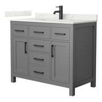 Beckett 42" Dark Gray Single Vanity & Giotto Quartz Top (1-Hole) & Black Trim