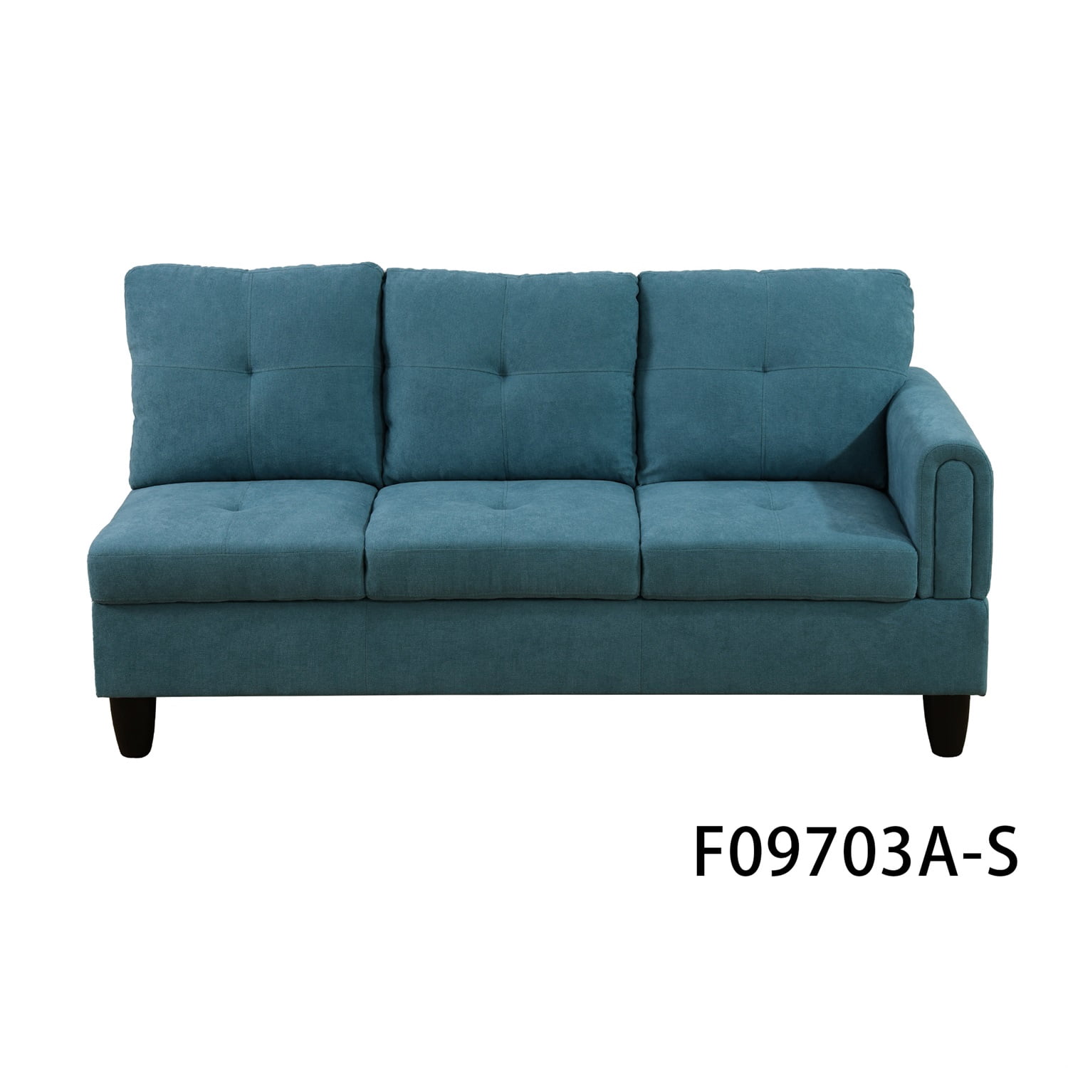 Hommoo L Shaped Couch Set Sectional Sofa Set, Flannel Living Room Furniture Sets, 4-Seat Couches and Sofa Set for Home, Apartment, Dorm, Green(No Ottoman)