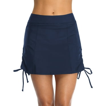 Alove Women's Drawstring Swim Skirts Ruched High Waisted Tummy Control Swimwear Bottoms
