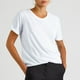 thumbnail image 2 of Camiseta informal de mujer de color liso con cuello redondo y manga corta: camiseta versátil para el día a día, tejido suave y transpirable, fácil de combinar, 2 of 4