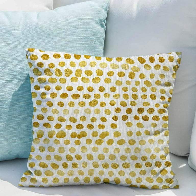 Polka Dot Pillow Covers Set of Dark Gold Cream Throw Pillows