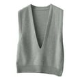 thumbnail image 4 of DHFJKG Womens Sweater Vests Layering Top Knitted Solid Color Sleeveless Deep V Neck Tunic Pullover Loose Fit Comfort Tops, 4 of 4
