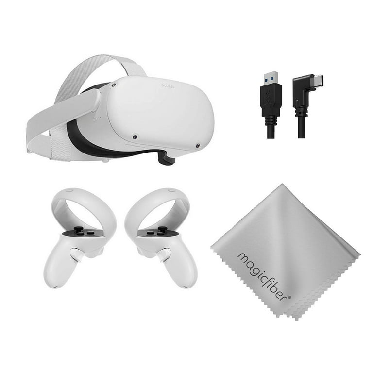 2021 Oculus Quest 2 All-In-One VR Headset, Touch Controllers, 64GB SSD,  1832x1920 up to 90 Hz Refresh Rate LCD, 3D Audio, USB Link Cable,  Microfiber