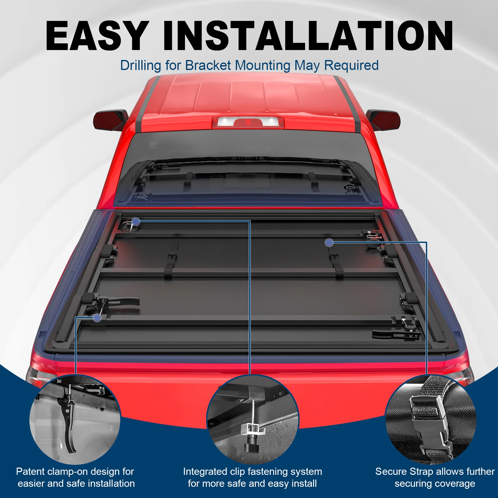 MOSTPLUS 5FT 3-Fold Truck Bed Cover for 2026 Toyota Tacoma Tonneau Cover