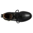 thumbnail image 4 of Louise et Cie Saliha Black Leather Lace-Up Combat Moto Lug Sole Hardware Boots (BLACK, 5), 4 of 5