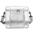 thumbnail image 1 of Bolsa de almuerzo transparente para adultos, grande, resistente, transparente, aprobada para mujeres y hombres, con correa de hombro ajustable, bolsillo frontal con cremallera, transparente, 1 of 6