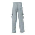 thumbnail image 4 of Domuza Cargo Pants Men Baggy Elastic Waist Drawstring Wide-Leg Fleece Sweatpants Stylish Casual Athletic Workout Jogger Pants with Multi Pockets Light Gray XL, 4 of 4