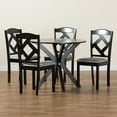 thumbnail image 2 of Baxton Studio Carlin Modern Transitional Grey Fabric Upholstered and Dark Brown Finished Wood 5-Piece Dining Set, 2 of 7