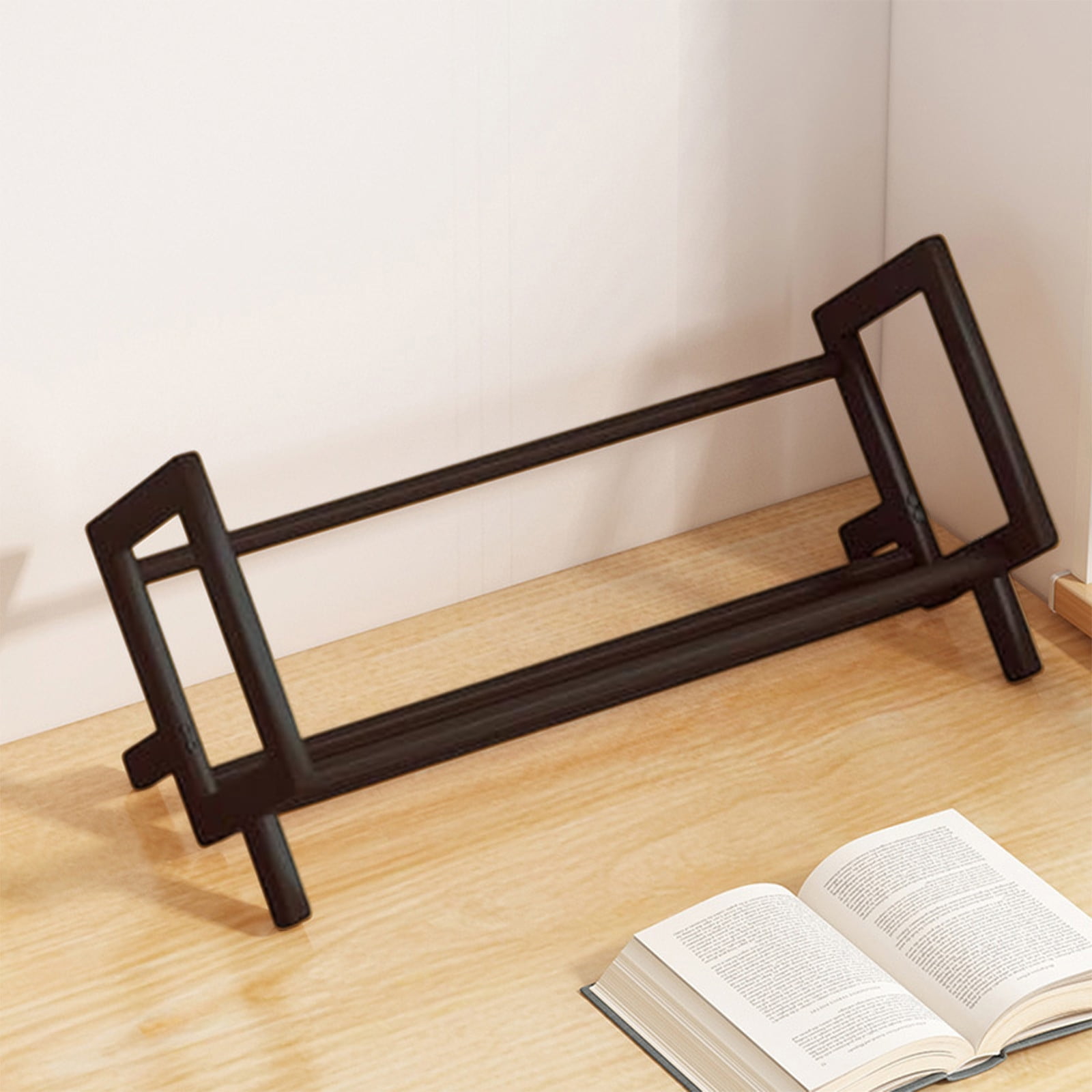 MORESEC under $5 Desktop Book Organizer, Wooden Desktop Book Rack, Office Desk Organizer Shelf, Bookend File Folder Holder, Study Table Storage Stand, Multi Tier Bookshelf Organizer