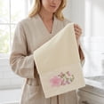 thumbnail image 4 of REGALWOVEN Floral Embroidered Hand Towels for Bathroom, 29" x 13" Soft Absorbent Flower Decorative Hand Towel Set Milk White 1pk, 4 of 7