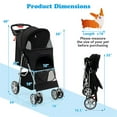 thumbnail image 3 of Pefilos 40" Pet Stroller 4 Wheels Dog Cat Stroller for Small Medium Dog Cats Carrier Jogger Travel Foldable Puppy Stroller with Storage Basket and Adjustable Canopy, Black, 3 of 9