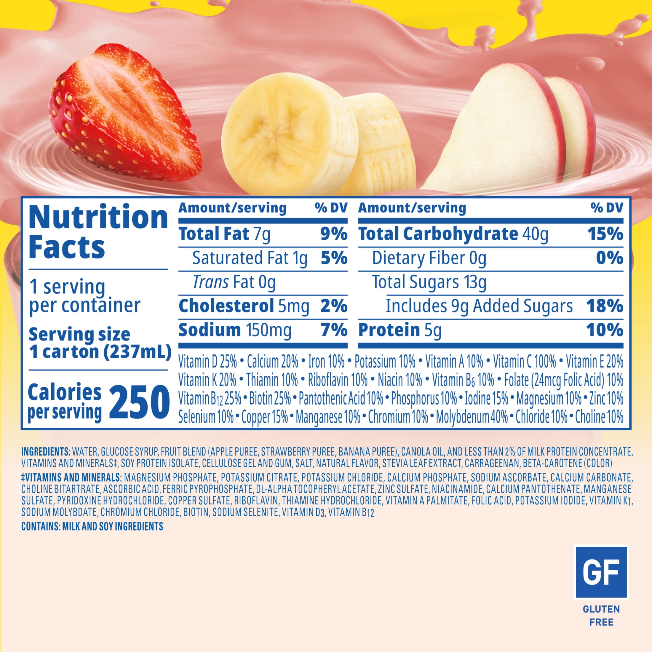 (4 pack) Carnation Breakfast Essentials Fruit and Protein Smoothie, Creamy Strawberry Banana, 8 fl oz, 6 Pack