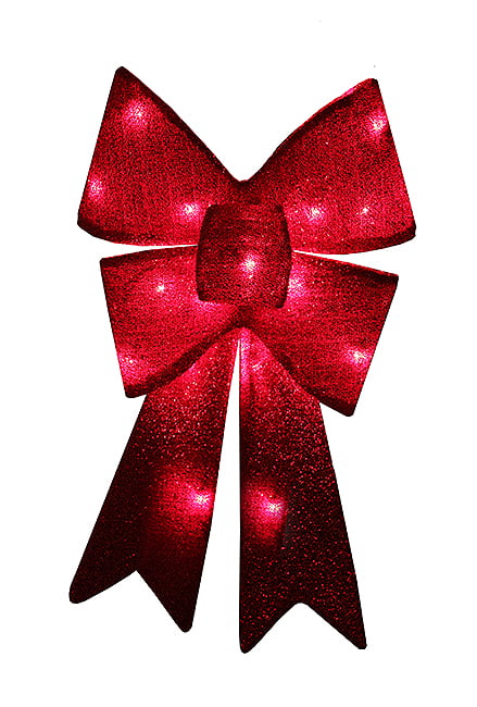 Sullivans Spark LED Gift Bow Red Scroll Pattern Lights Timer Ribbon Christmas 