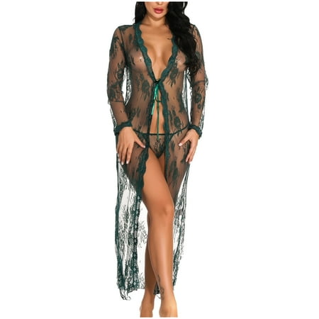 

Womens Kimono Cardigan Swim Cover Ups 3/4 Sleeve Summer Caridgans Lightweight Long Nightgown See-Through Beach Wear