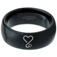 thumbnail image 2 of Tungsten Heart Cancer Survivor Love Band Ring 8mm Men Women Comfort Fit Black Dome Polished, 2 of 4