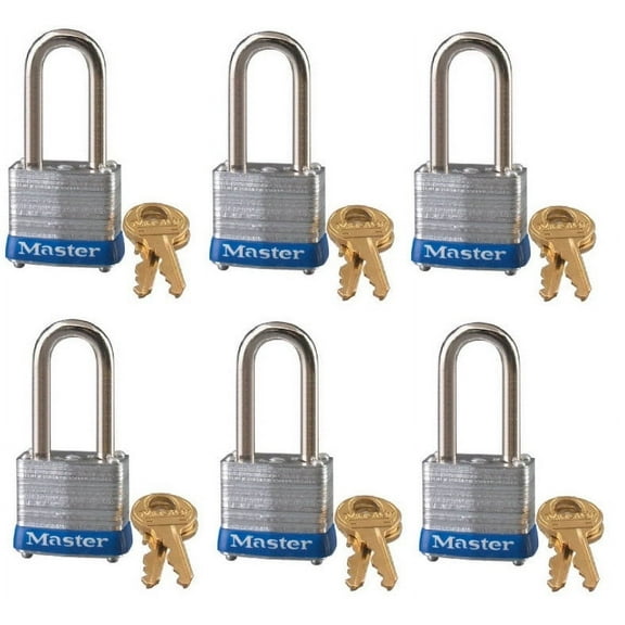 Master Lock 7KALF-P812 1-1/8 Inch Keyed Alike Laminated Padlock - Quantity of 6