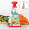 thumbnail image 2 of Cortador de alimentos Rallador de queso de acero inoxidable 4 lados Rallador de acero multifunción Cepilladora Cocina Vegetal Rojo TUNC Sencillez, 2 of 5