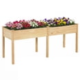 thumbnail image 2 of Costway Raised Garden Bed Elevated Pine Wood Planter Box with 2 Large Planting Areas Beige, 2 of 10